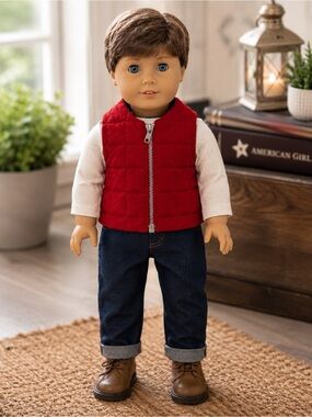 Vintage American Girl‎ or Bitty Baby Doll Red Quilted Doll Vest